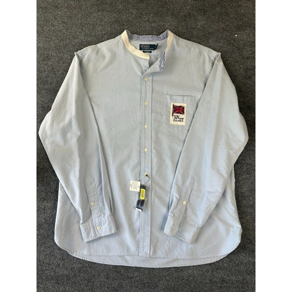 NWT Vintage Polo Ralph Lauren Shirt 2XL Custom Fit Button-Up XIV 1948 Games Mens